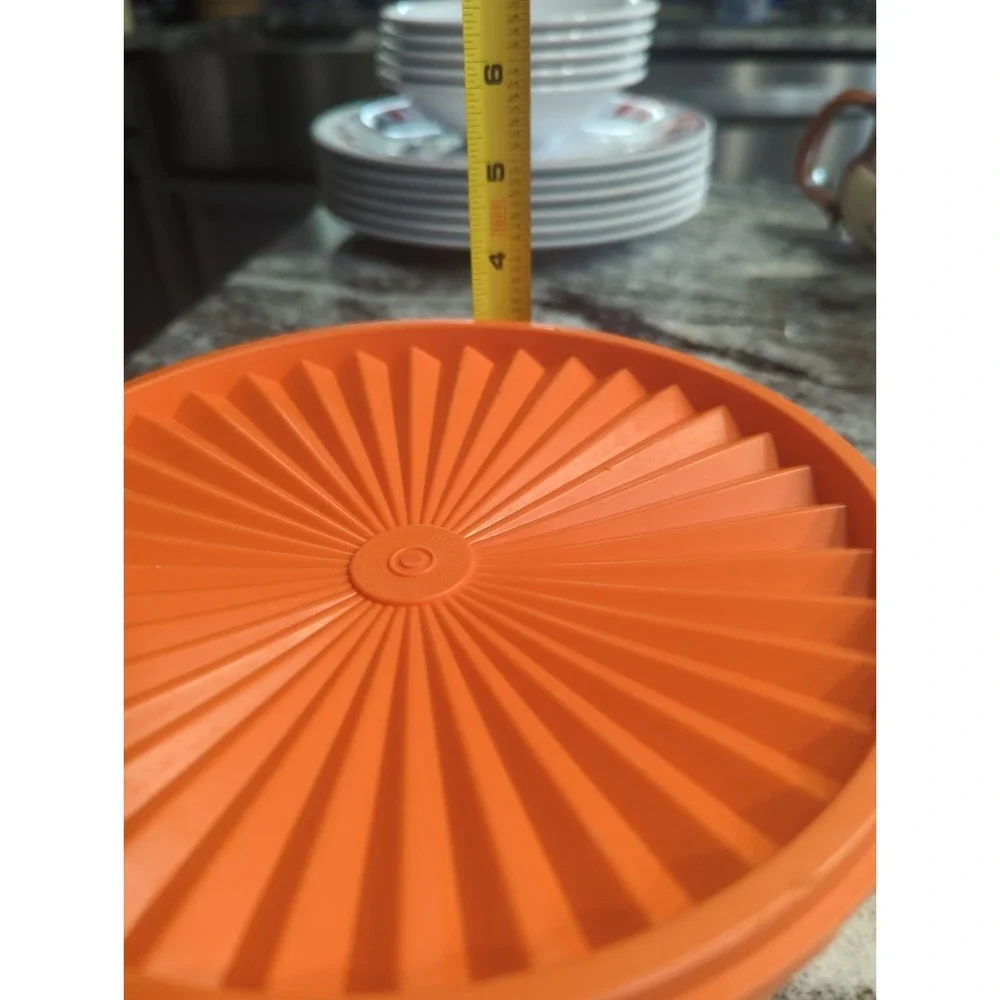 Vintage Tupperware 1204-2 Harvest Orange Filigree Canister Servalier Lid Plastic